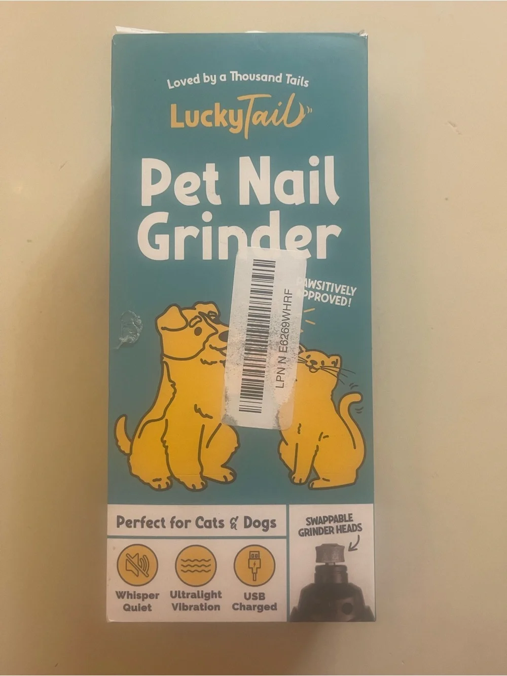 LuckyTail Pet Nail Grinder for Dogs and Cats - Super Quiet and Low Vibration